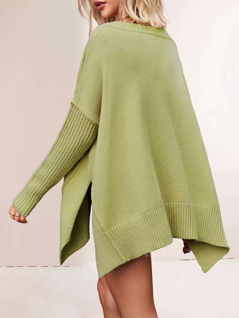 V-Neck Ribbed Sleeve Sweater, image 7