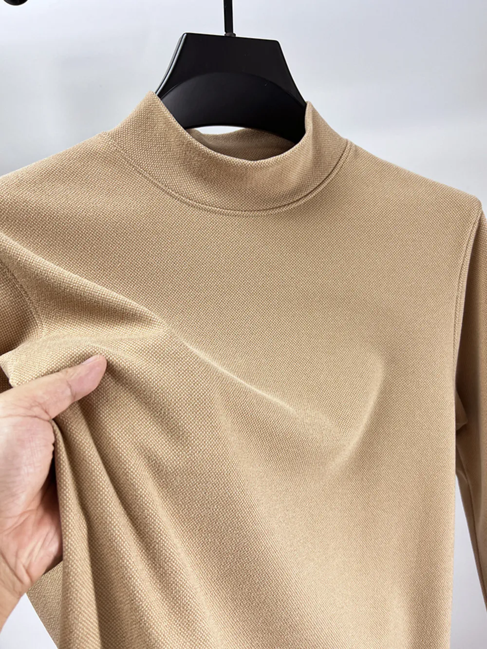 Men's Plus Size Mock Neck Long Sleeve Top, image 7