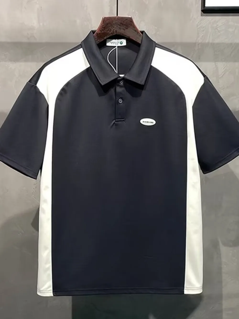 Men's Plus Size Color Block Short Sleeve Polo, image 2