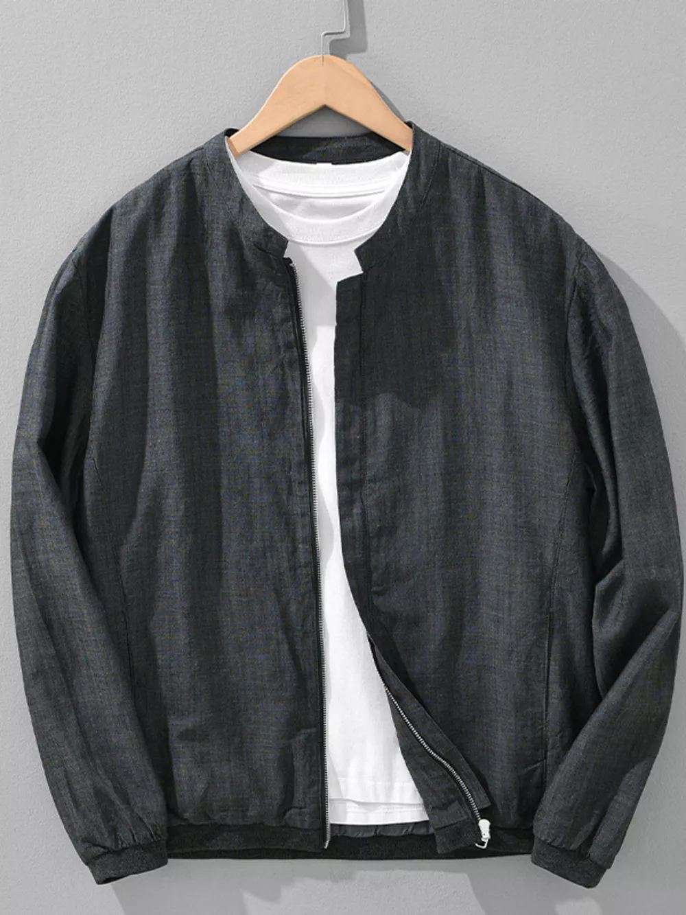 Men's Plus Size Zip Up Long Sleeve Jacket, image 6