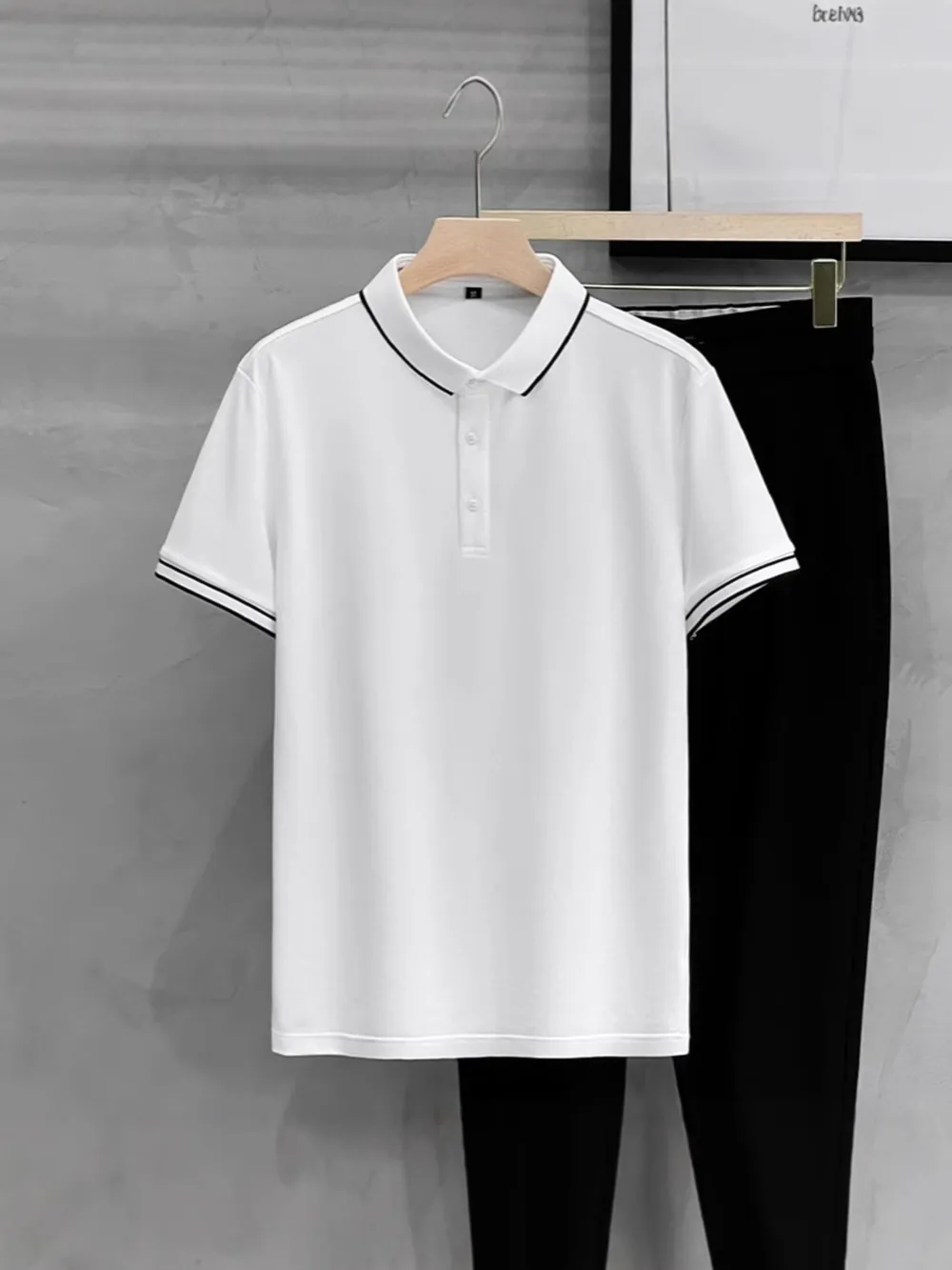 Men's Plus Size Contrast Trim Short Sleeve Polo, image 2