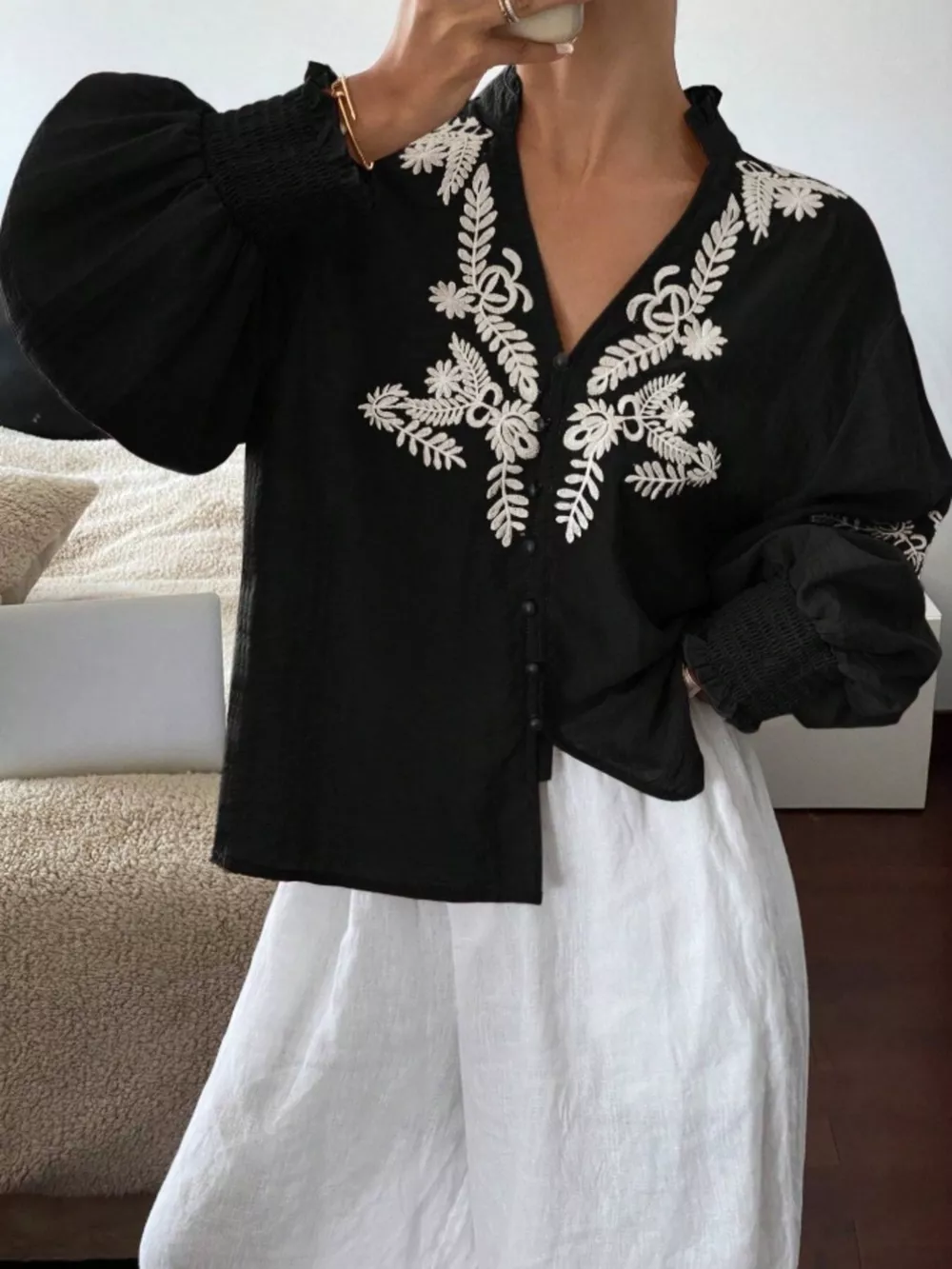 Embroidered Long Sleeve Blouse, image 3