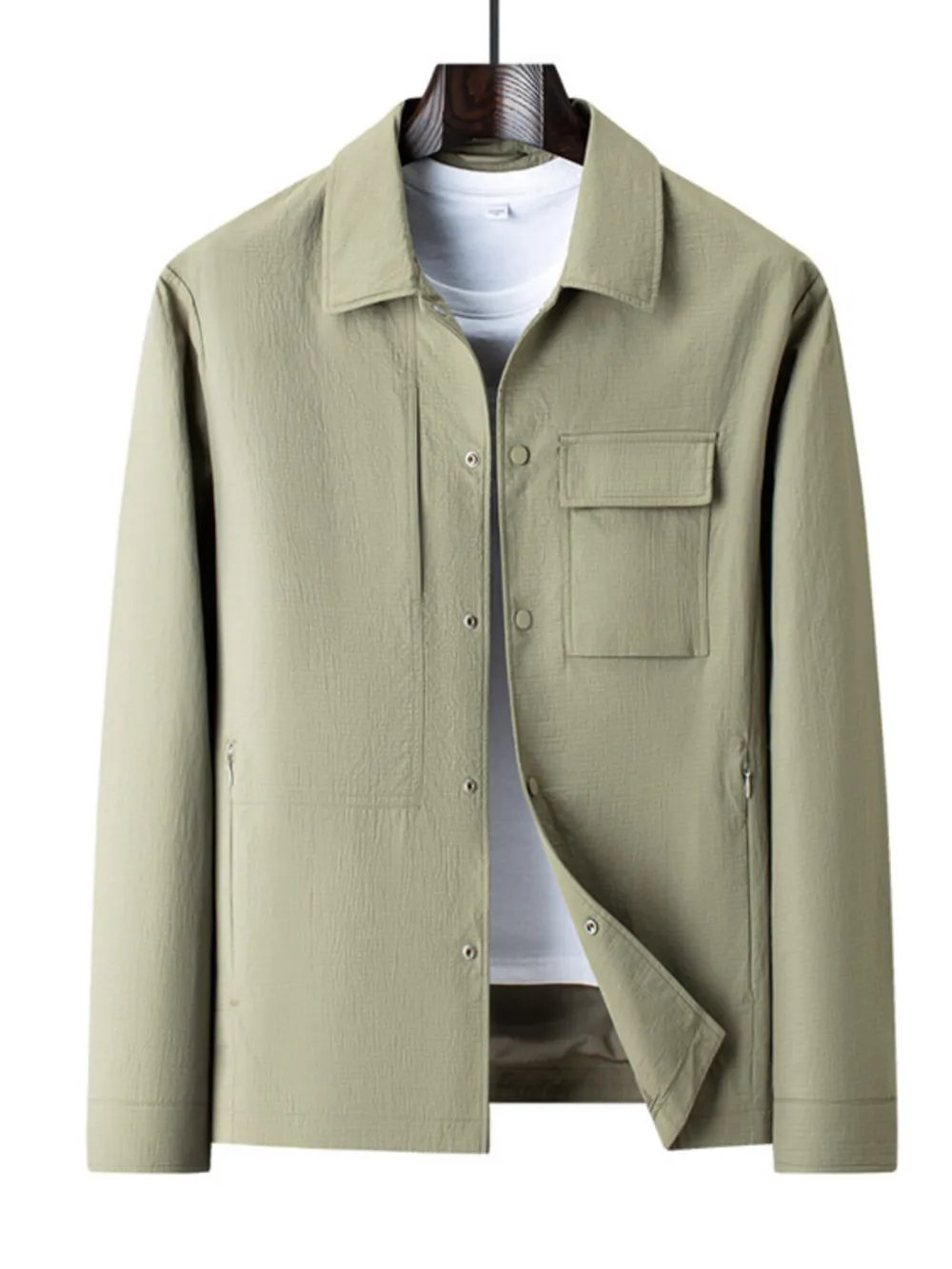 Men's Plus Size Snap Down Long Sleeve Jacket, image 2