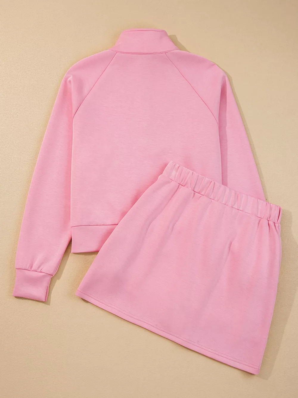 Half Zip Long Sleeve Top and Mini Skirt 2pcs Outfit, image 10