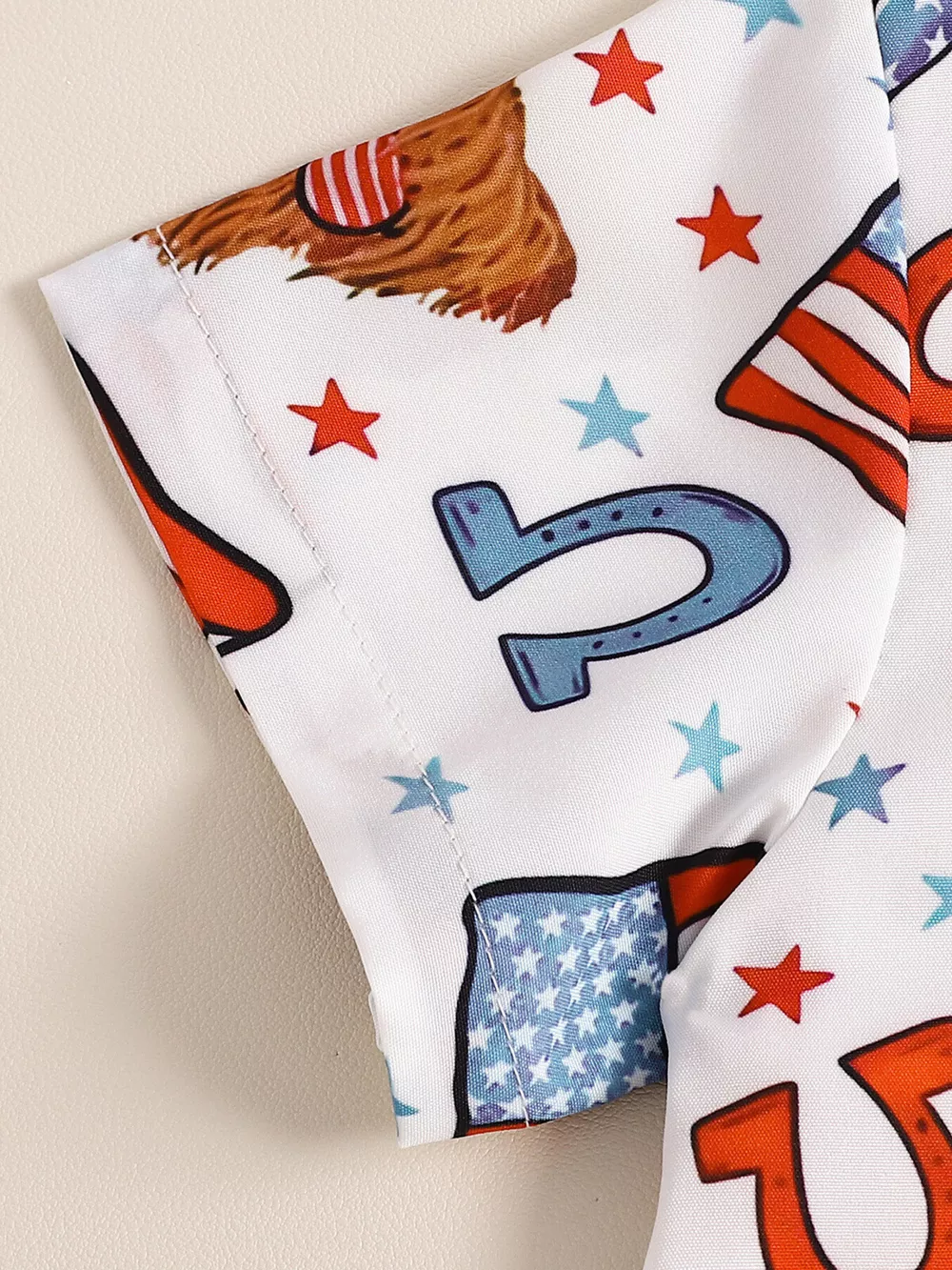 Children's American Flag Print Bow Tie Shirt & Shorts Set, image 4