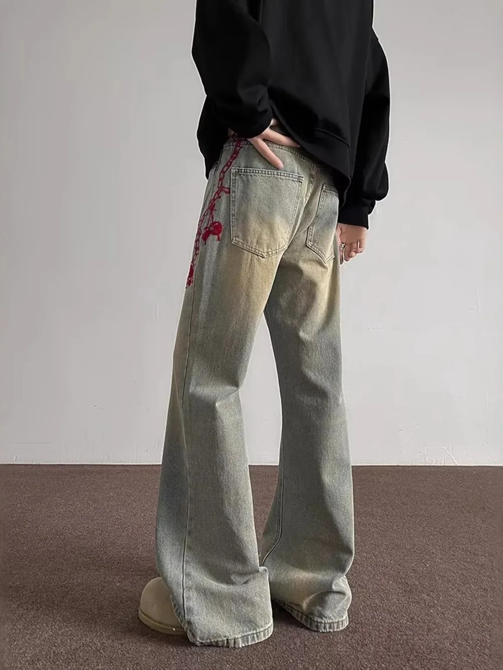 Men's Full Size Embroidered Wide Leg Jeans Plus Size, image 7