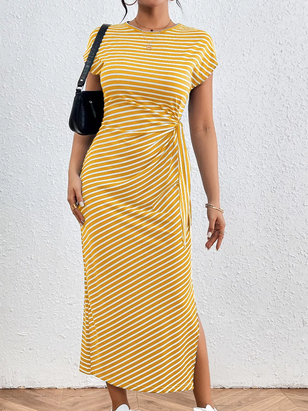 Striped Tie-Waist Midi Dress, image 11