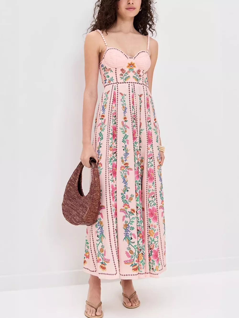 Floral Print Sweetheart Neck Dress, image 5