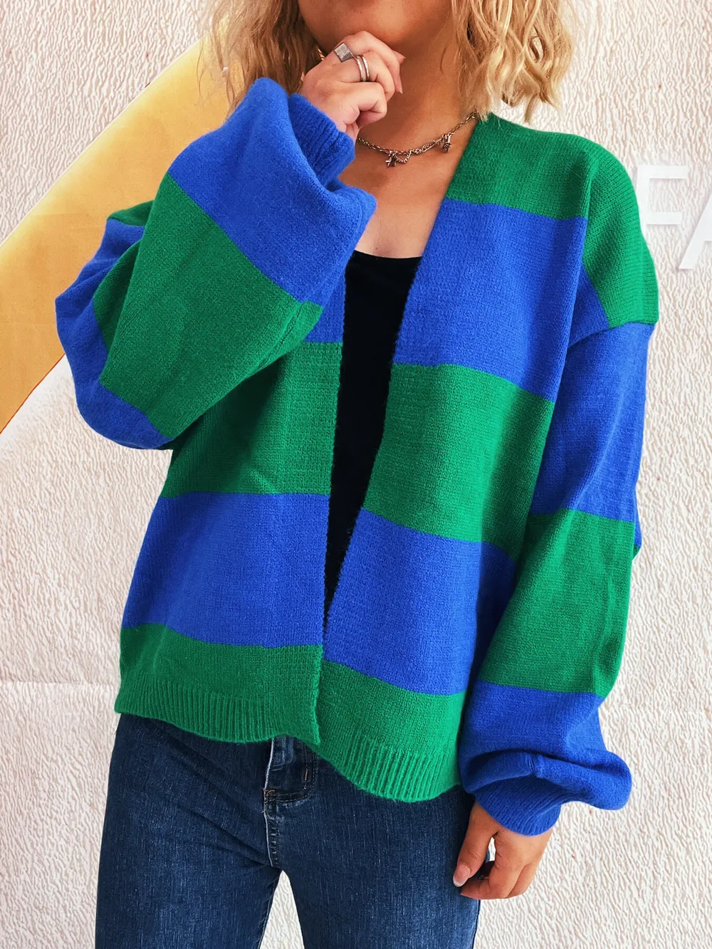 Color Block Open Front Cardigan, image 4