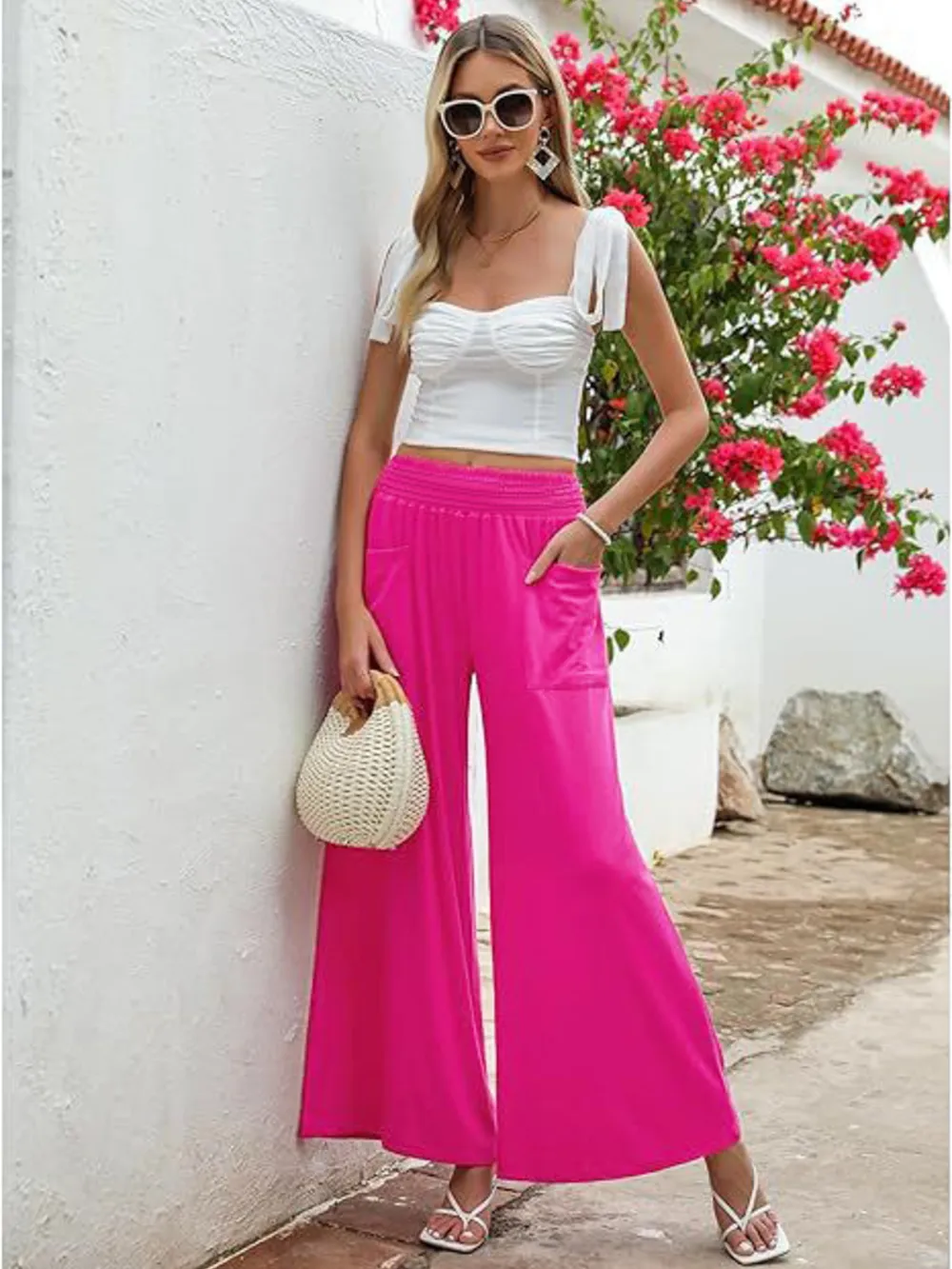 High-Waisted Wide Leg Pants with Pockets, image 7