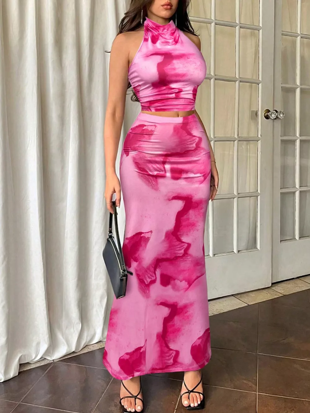 Tie-Dye Halter Top and Mermaid Skirt Set, image 2