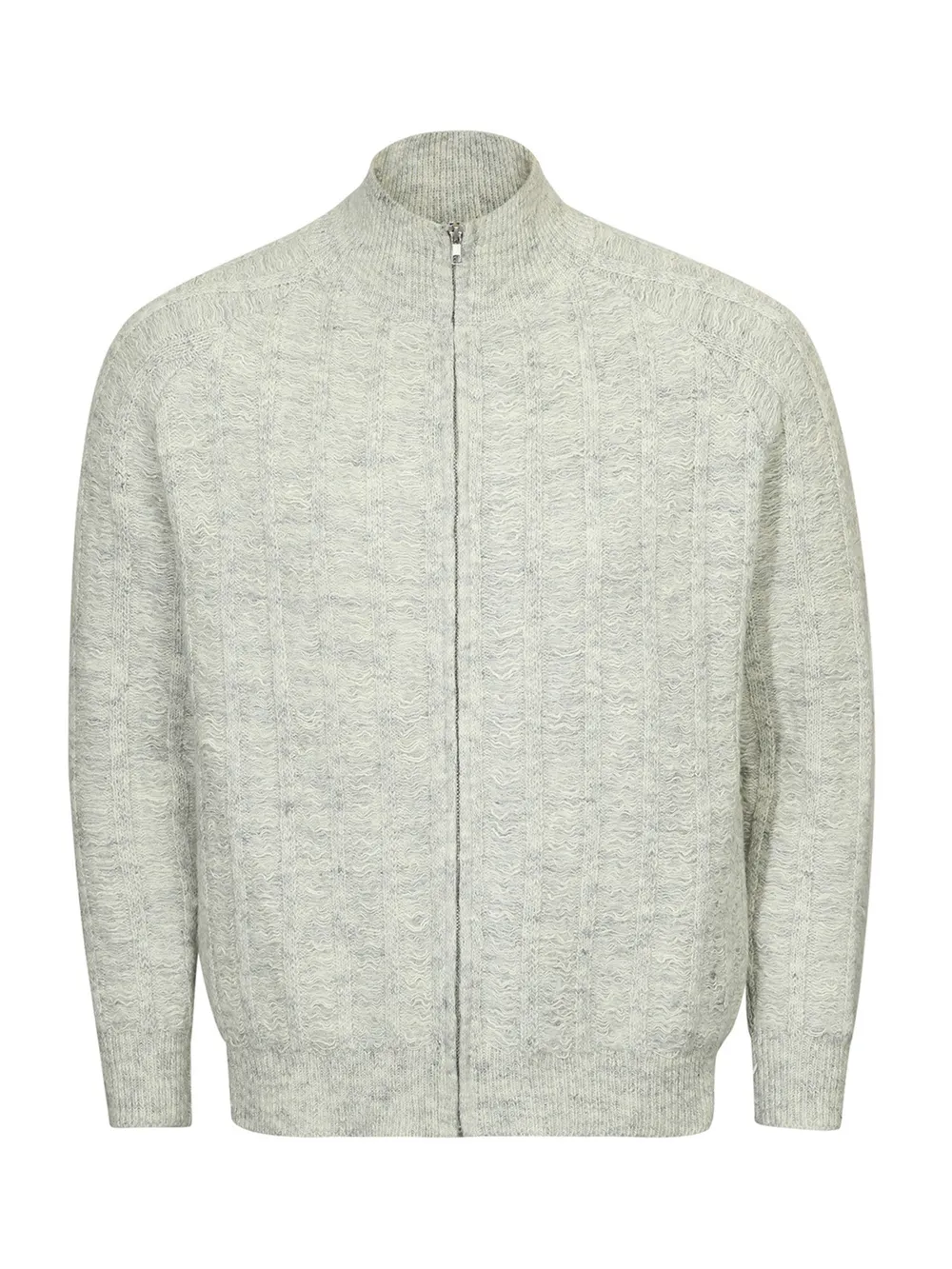 Men's Cable Knit Zip-Up Mock Neck Cardigan, image 2