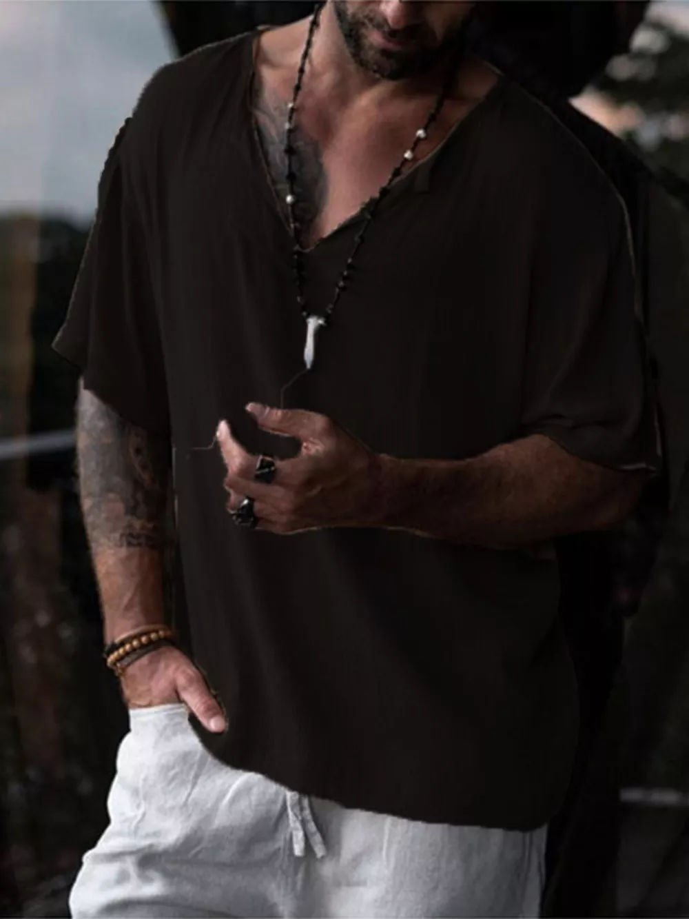 Men's Full Size Casual Loose Short Sleeve Blouse Plus Size, image 3