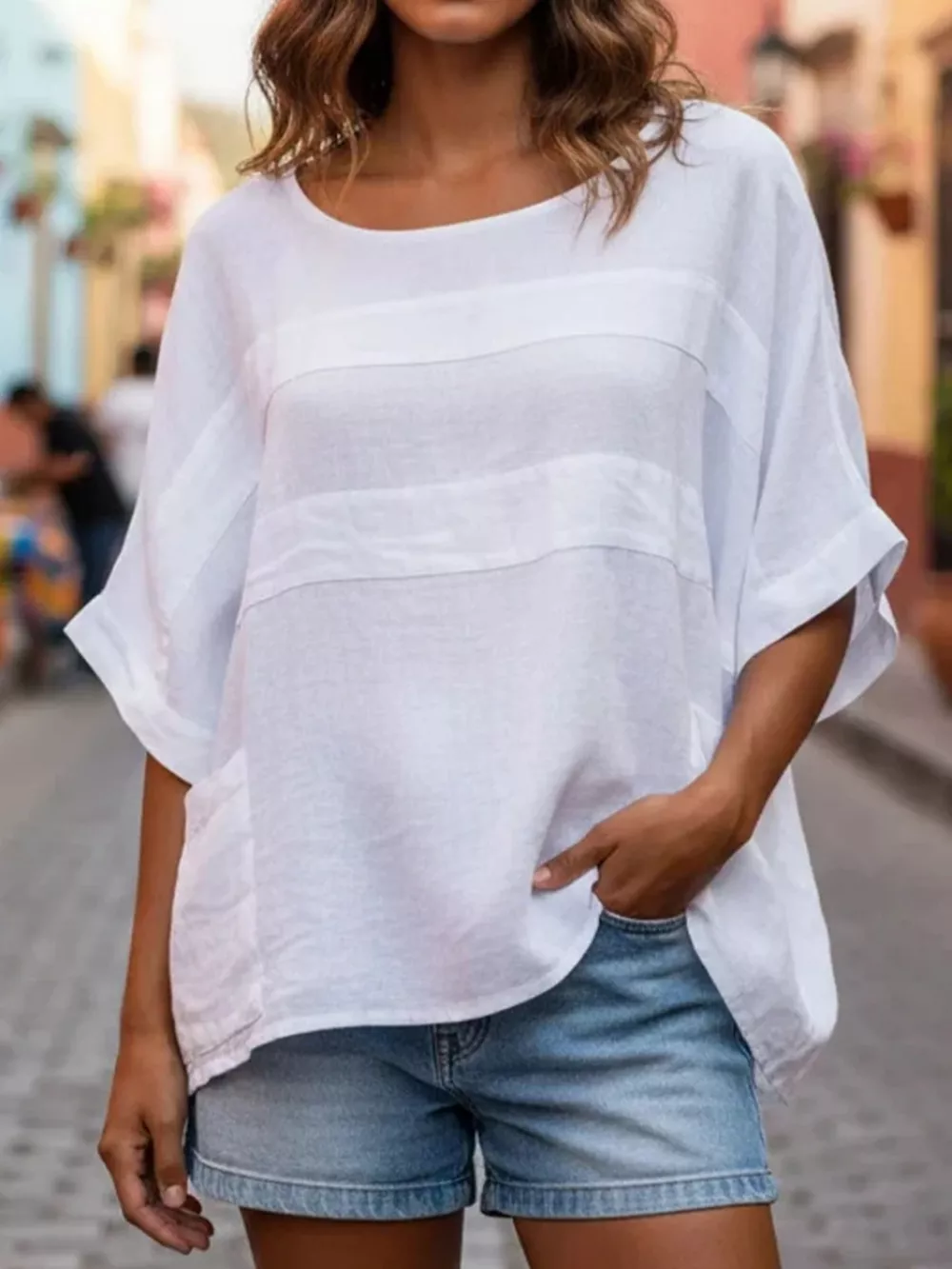 Full Size Casual Loose Round Neck Blouse Plus Size, image 2