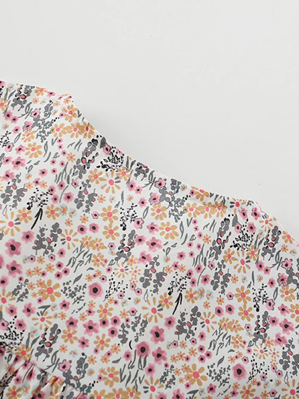 Children's Floral Print Button-Front Ruffle Sleeve Dress, image 2
