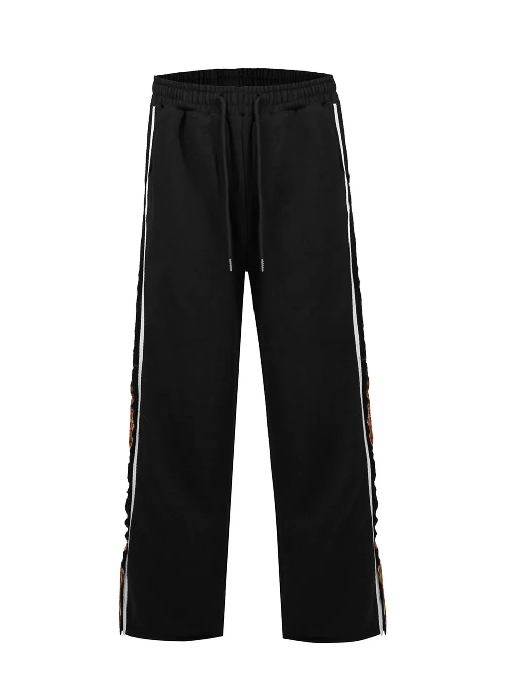 Men's Drawstring Patchwork Plaid Wide Leg Pants, image 2