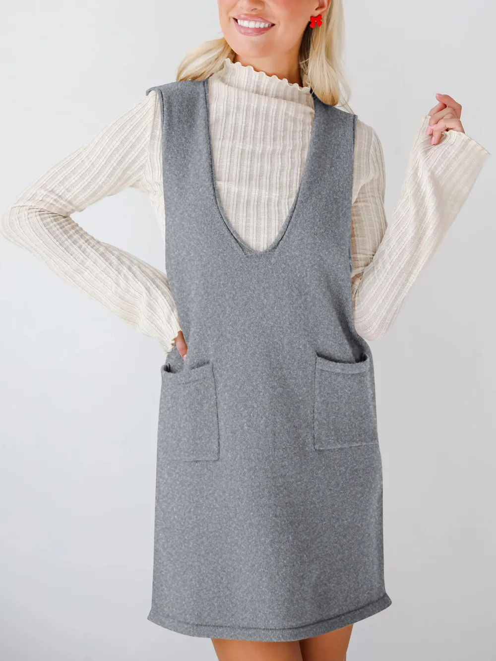 Sleeveless Knit Dress with Pockets, image 8