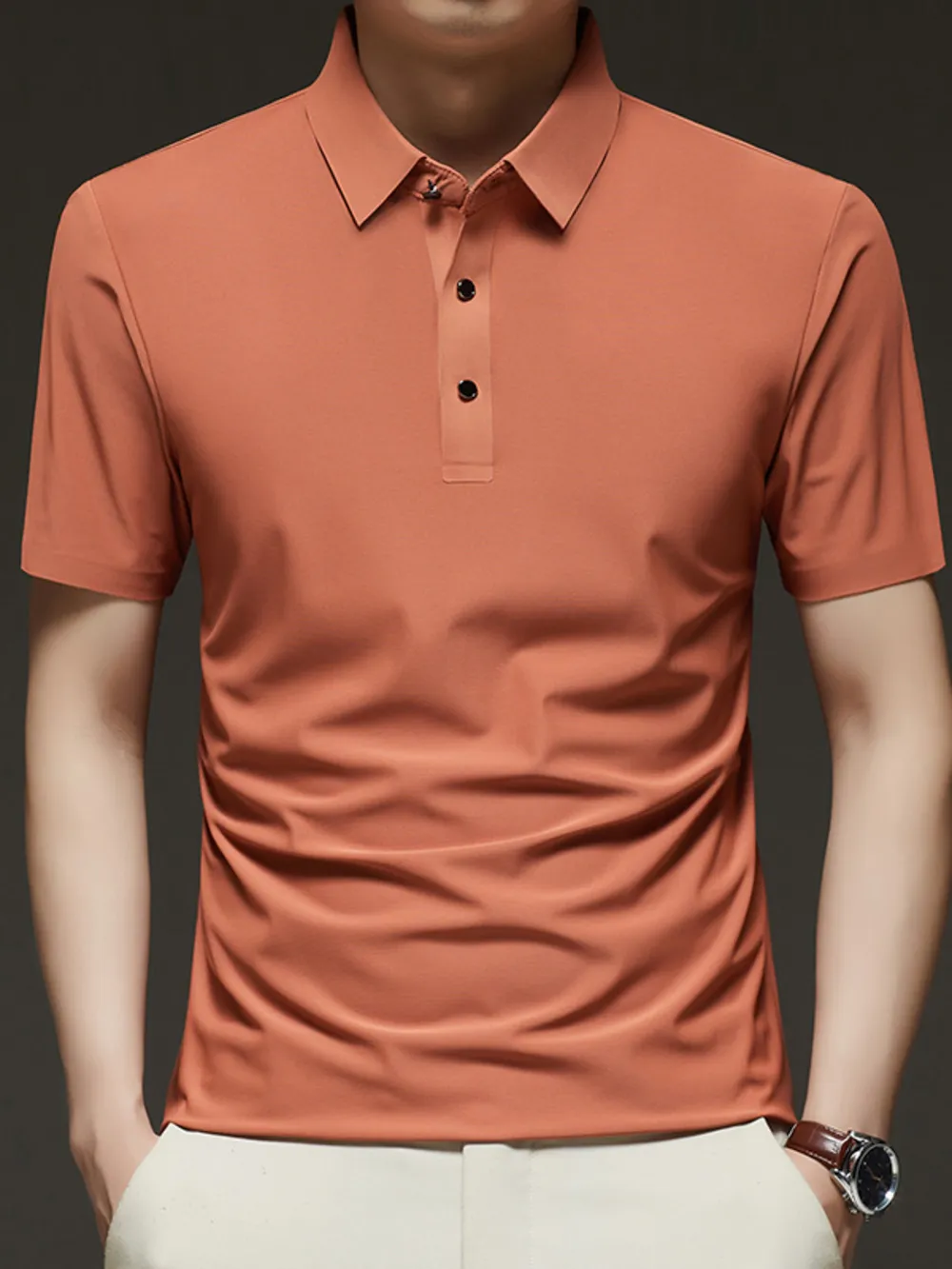 Men's Plus Size Button Detail Short Sleeve Polo, image 4