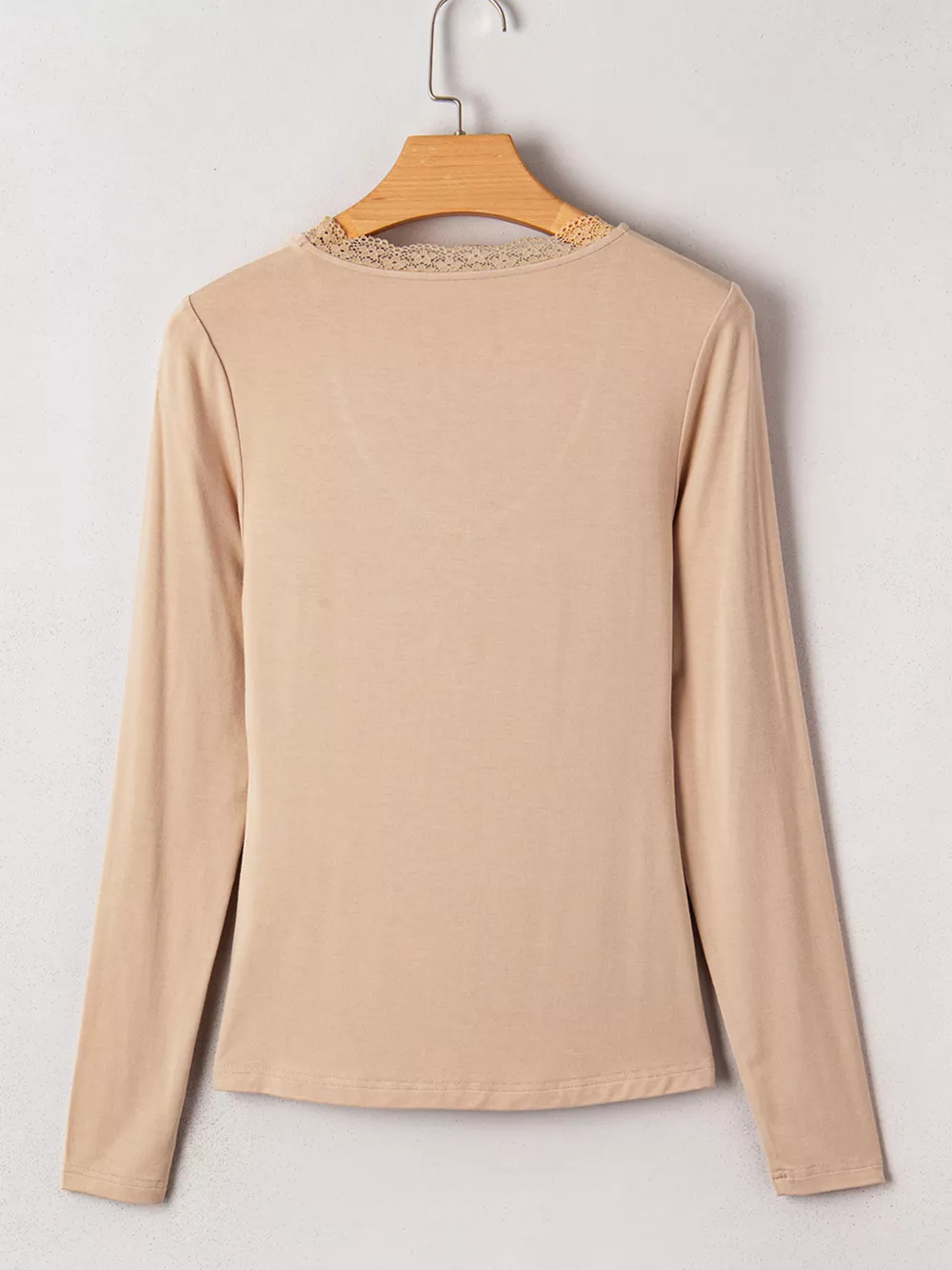 Lace-Trimmed Ruched Detail Long Sleeve T-Shirt, image 3