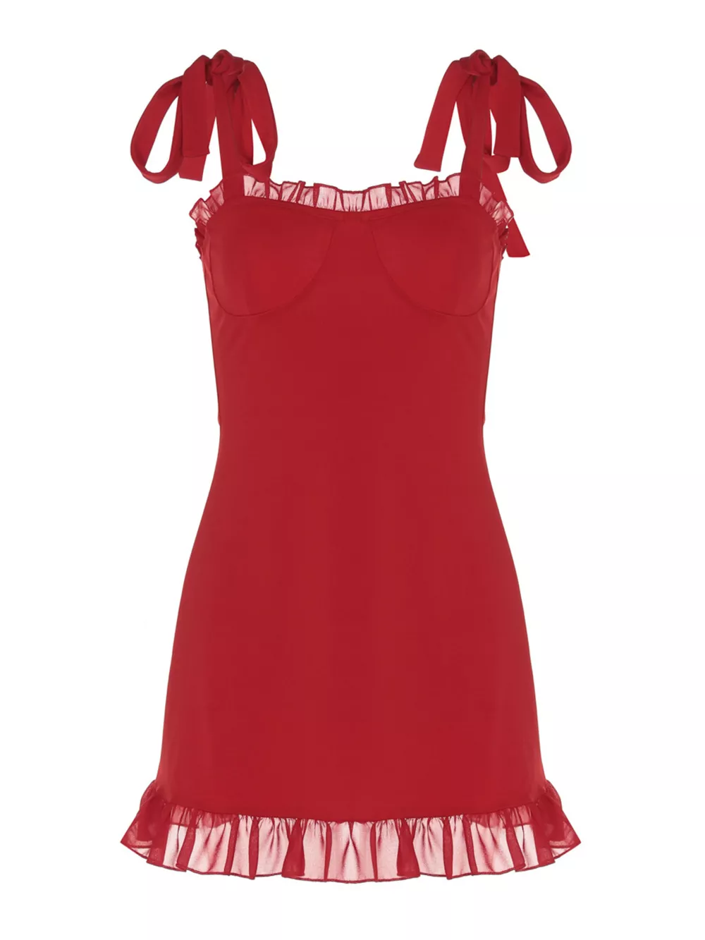 Ruffle Hem Tie-Strap Mini Dress, image 5