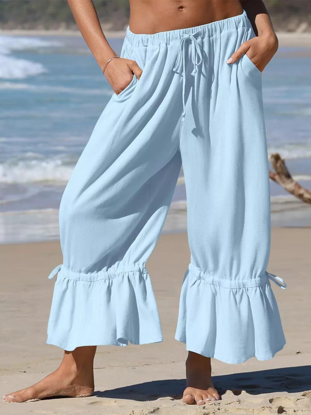 Full Size Wide-Leg Pants with Ruffle Hem Plus Size, image 11
