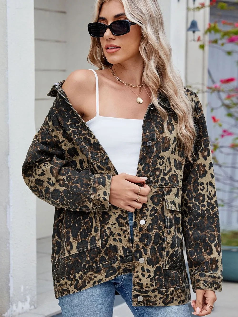 Button Up Long Sleeve Denim Jacket, image 8