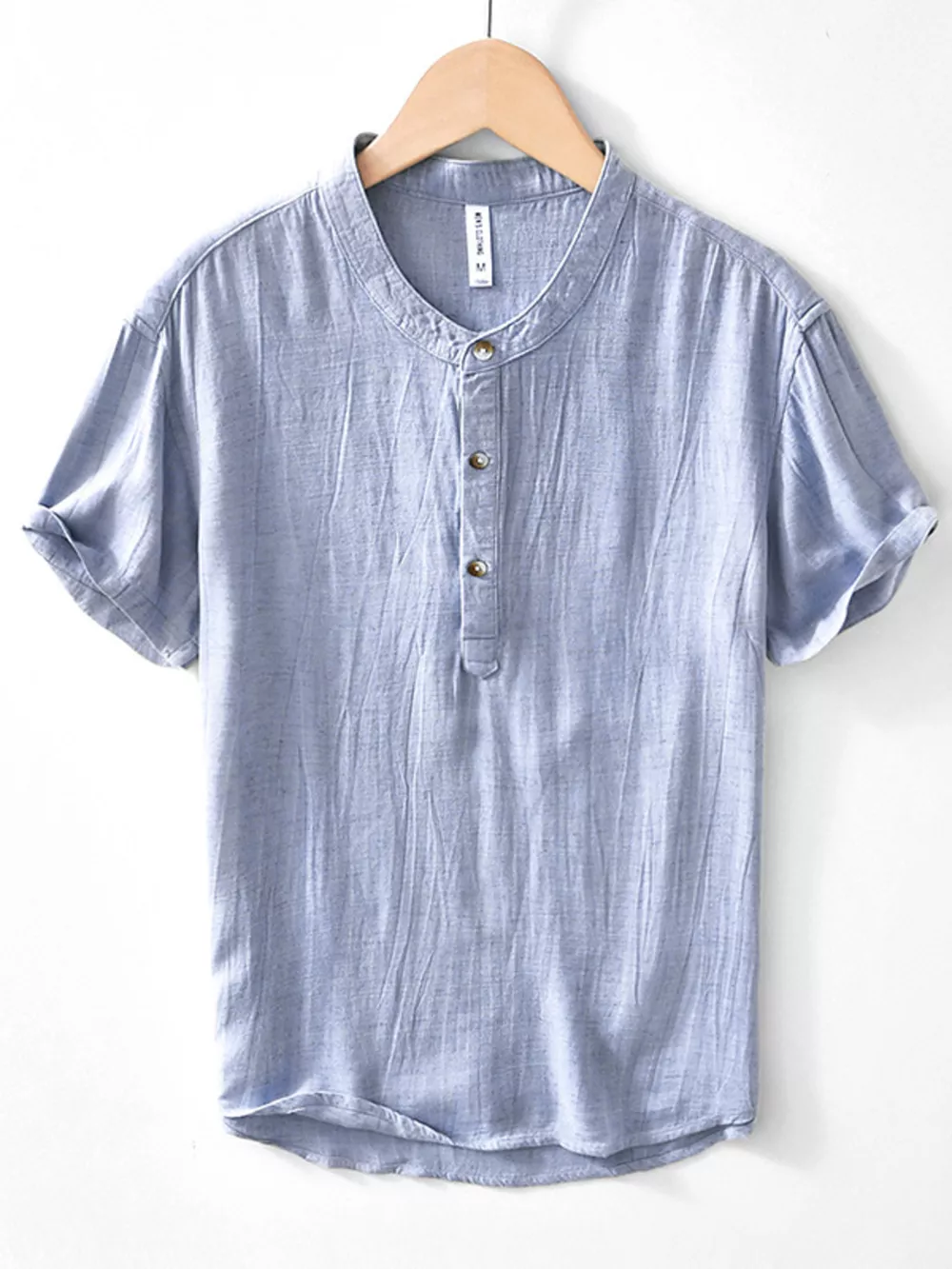 Men's Plus Size Button Detail Short Sleeve Blouse