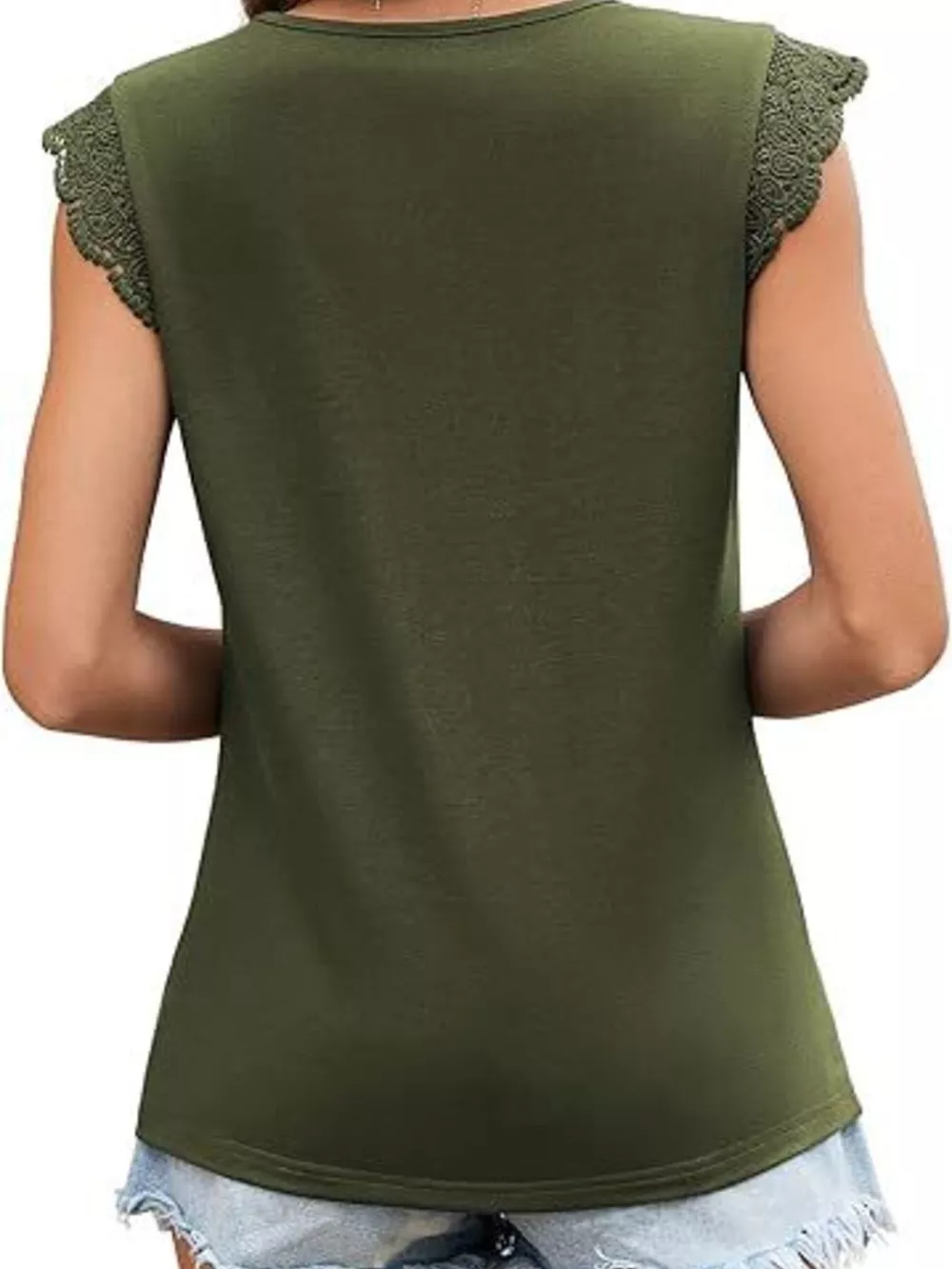 Lace Trim Round Neck Top, image 5