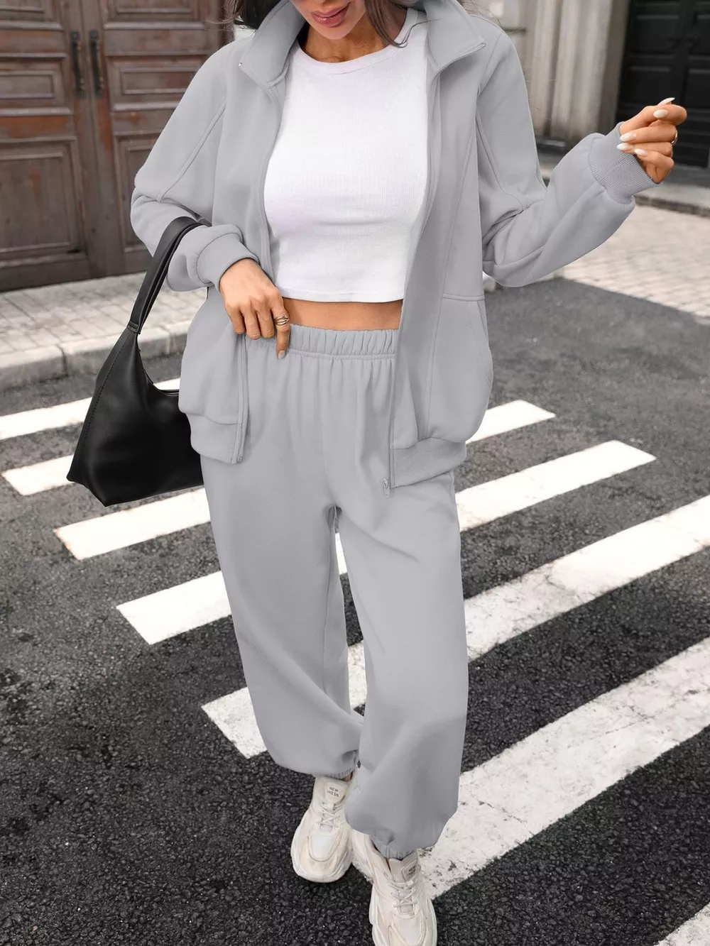 Zip-Up Long Sleeve Top and Pants Set, image 6