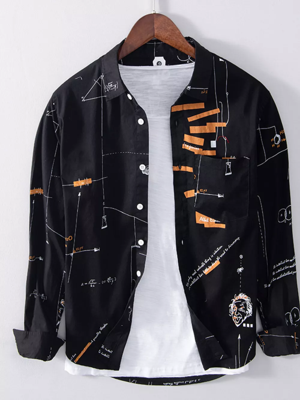 Men's Plus Size Casual Printed Long Sleeve Shirt