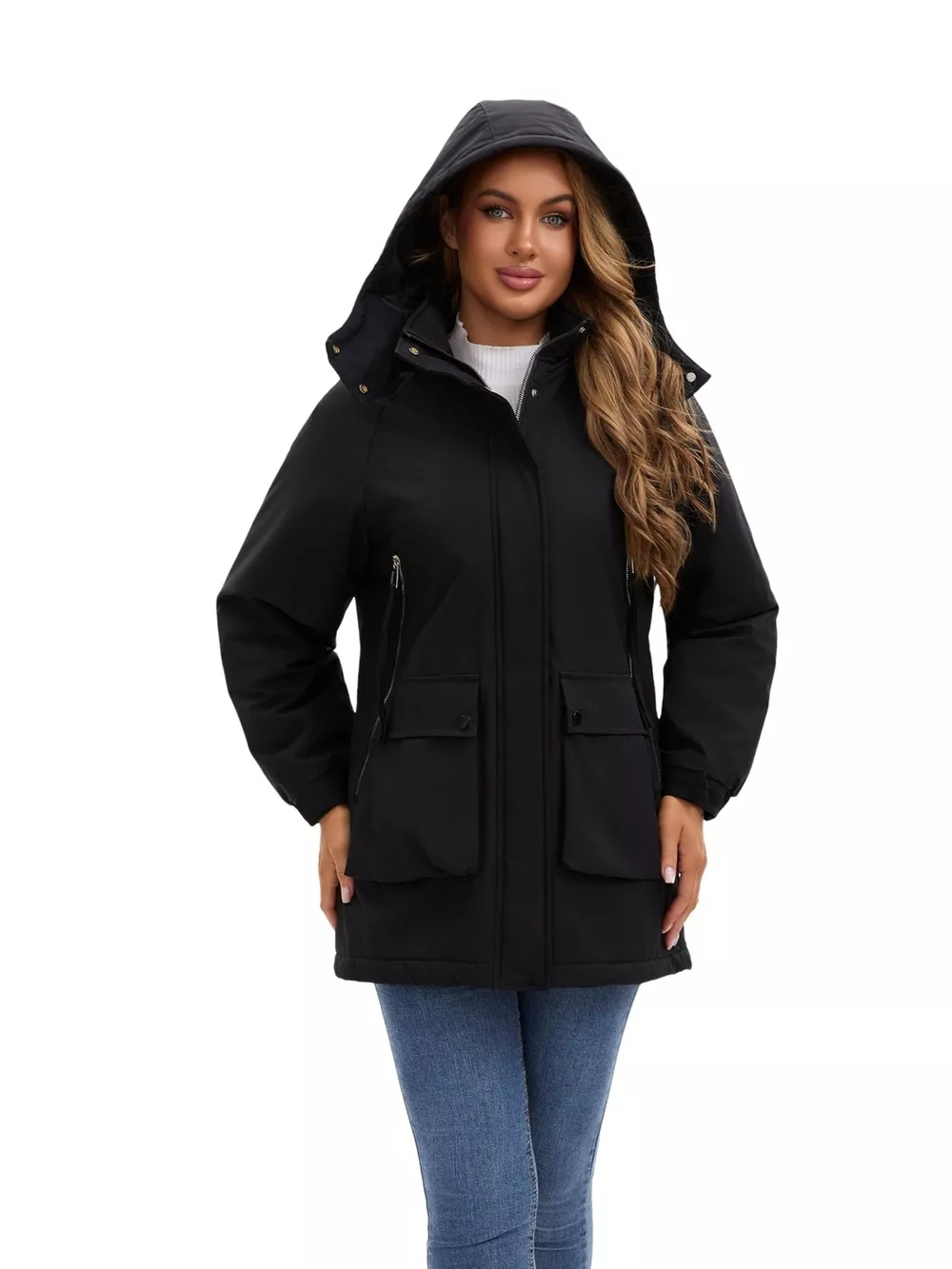 Full Size Zip Up Hooded Parka Outerwear Plus Size, image 12