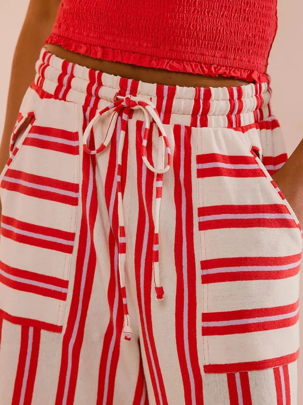 Striped Wide-Leg Drawstring Pants, image 14