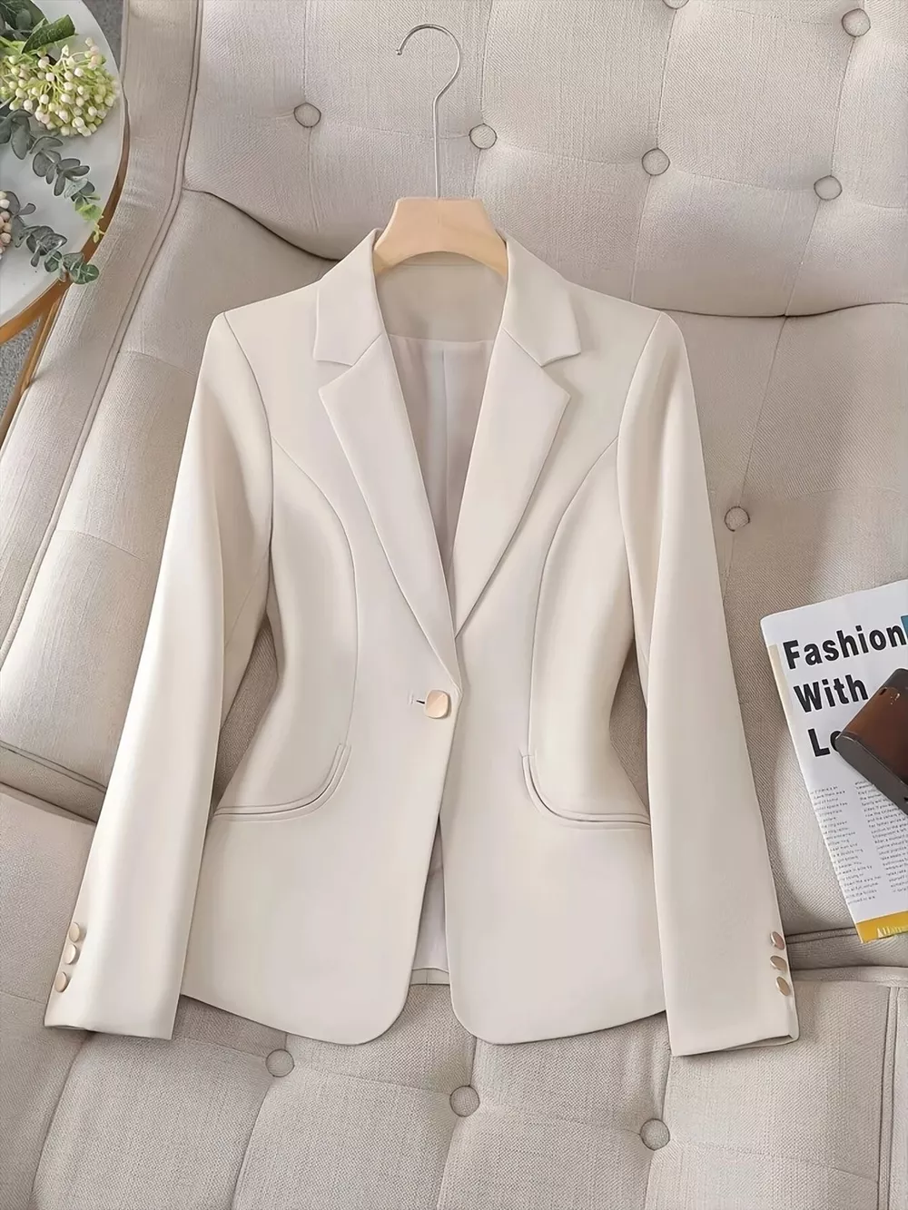 Slim-Fit Single-Button Blazer, image 2