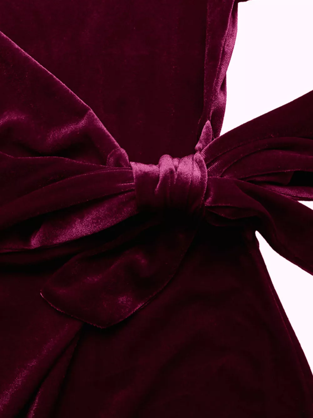 Velvet Slit Round Neck Long Sleeve Dress with Side Tie Detail, image 7