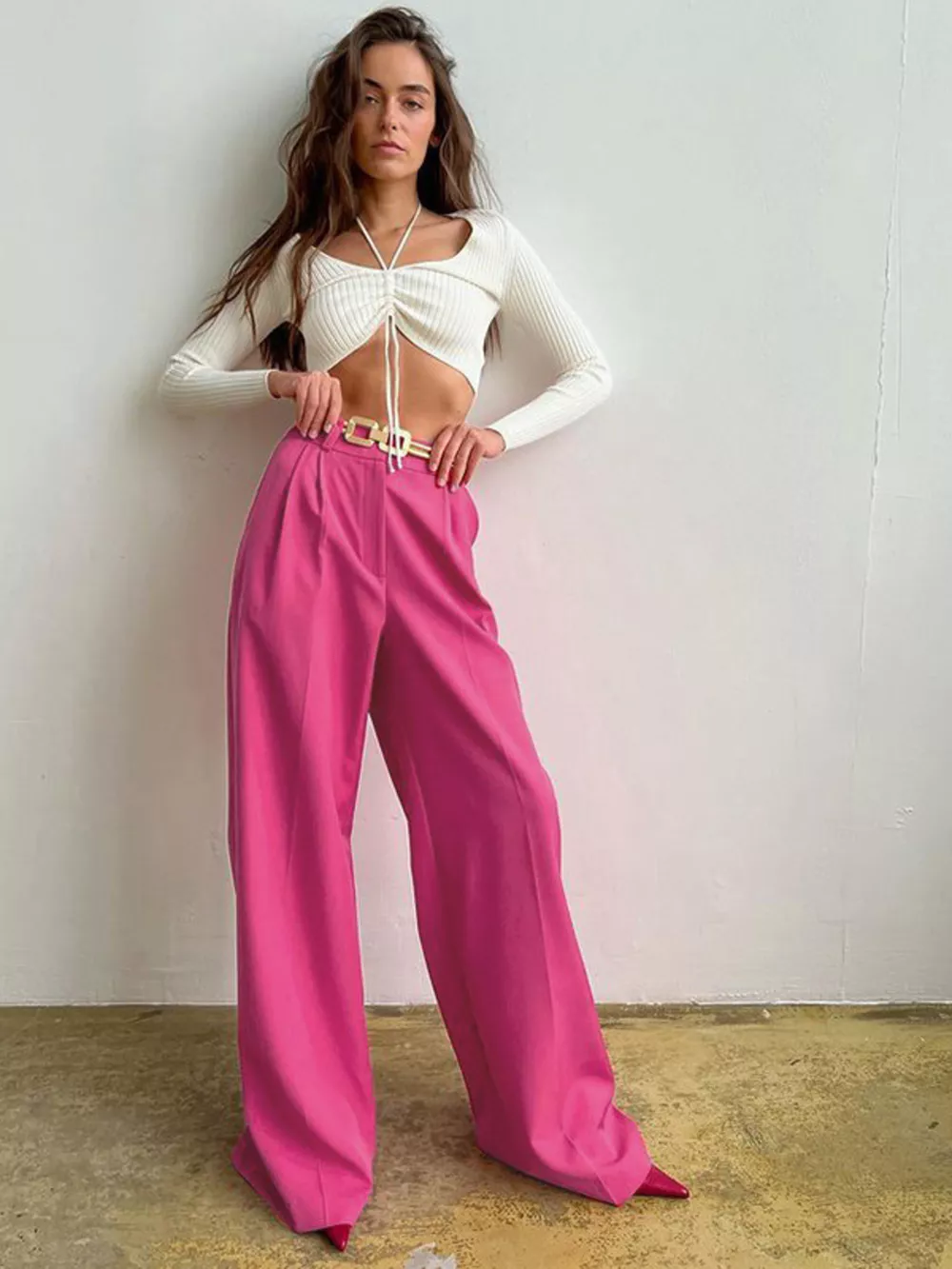 Wide Leg Pleated Pants, image 4