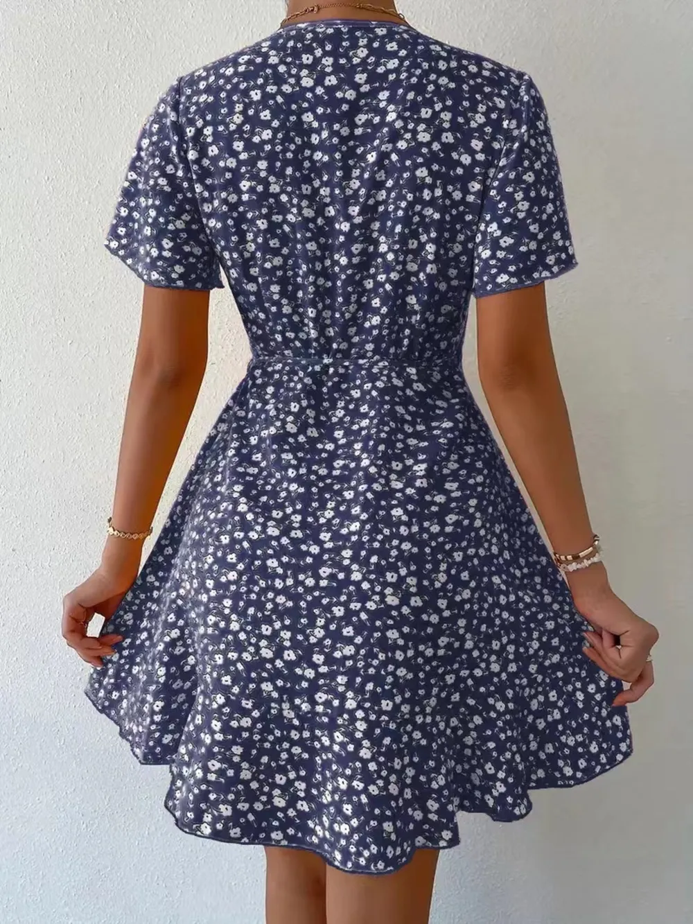 Floral Flutter Sleeve Wrap Mini Dress, image 2
