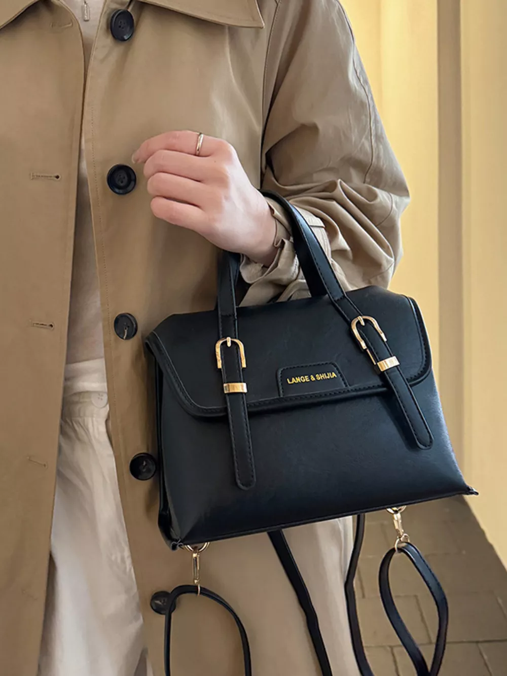 Leather Flap Backpack Bag, image 4