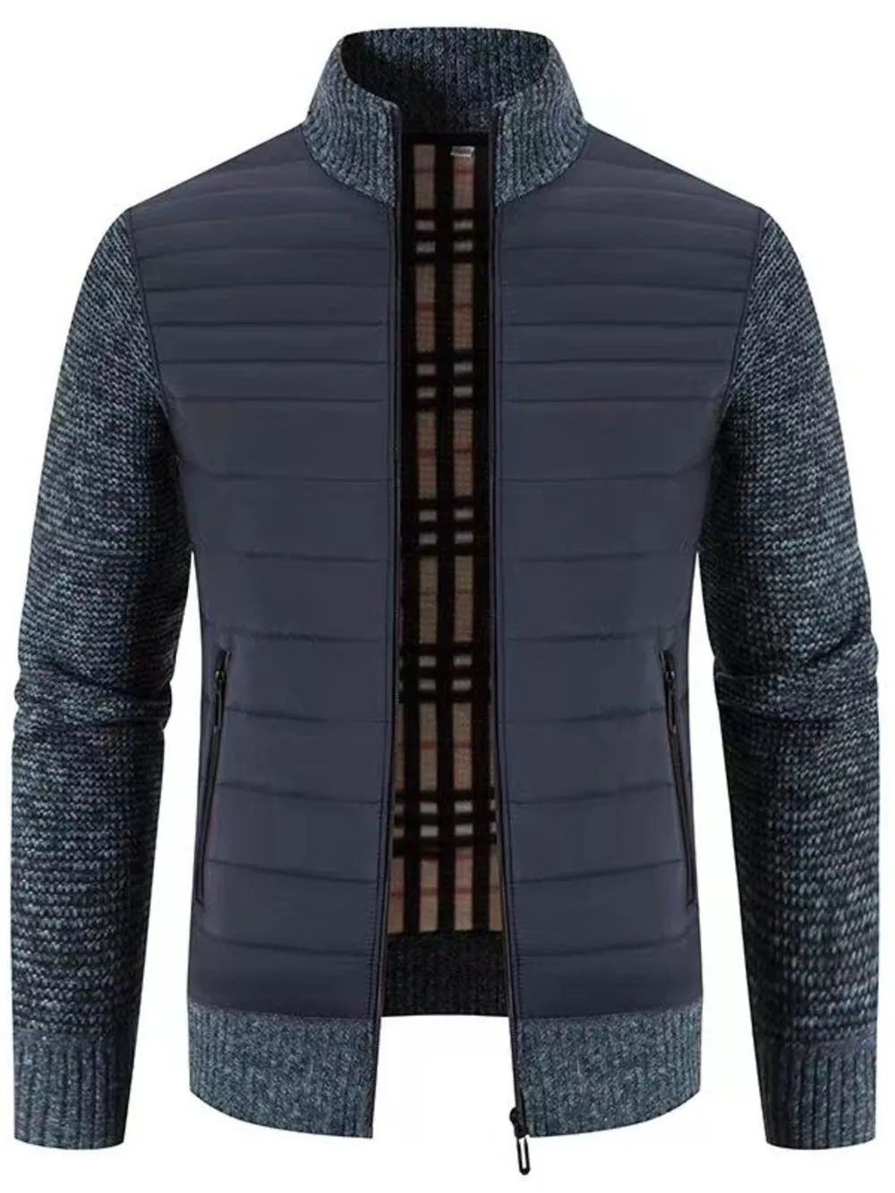 Men's Plus Size Ribbed Hem Zip Up Cardigan, image 9