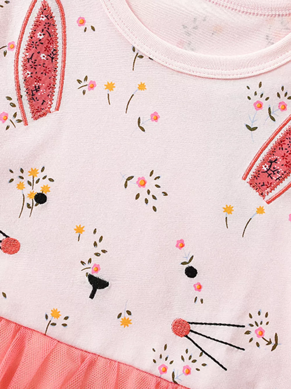 Children's Bunny Floral Print Tulle Dress, image 3