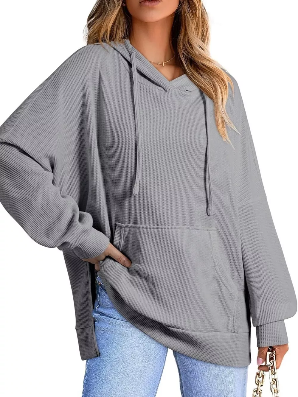 Oversized Drawstring Side Slit Hoodie, image 18