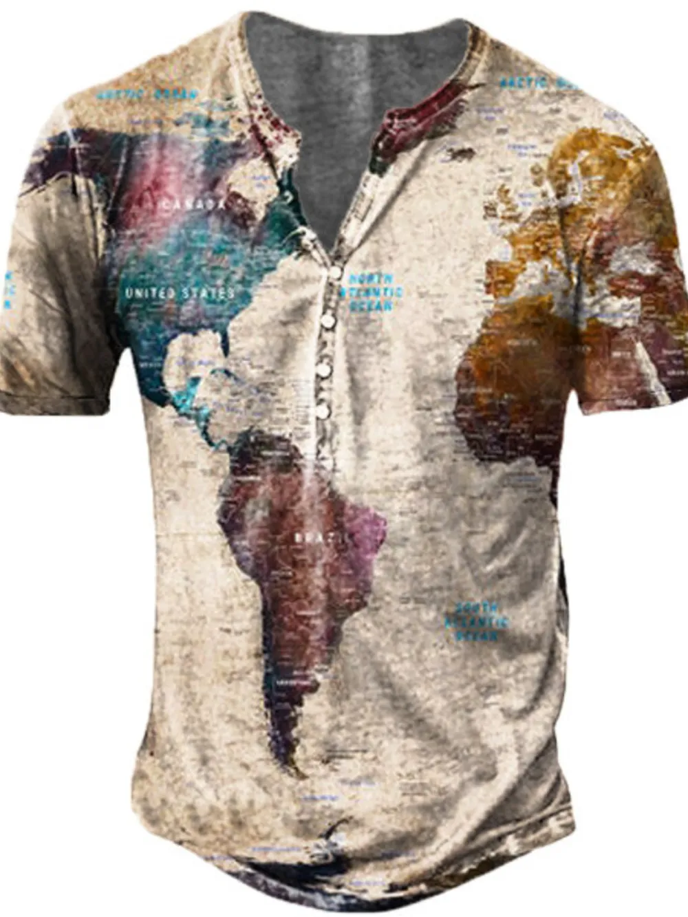 Men's Full Size Button Detail Short Sleeve T-Shirt Plus Size, image 4