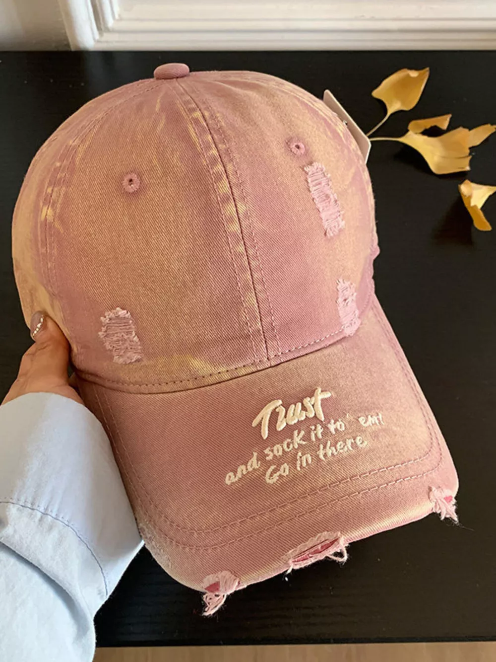 Distressed Embroidered Baseball Cap, image 6
