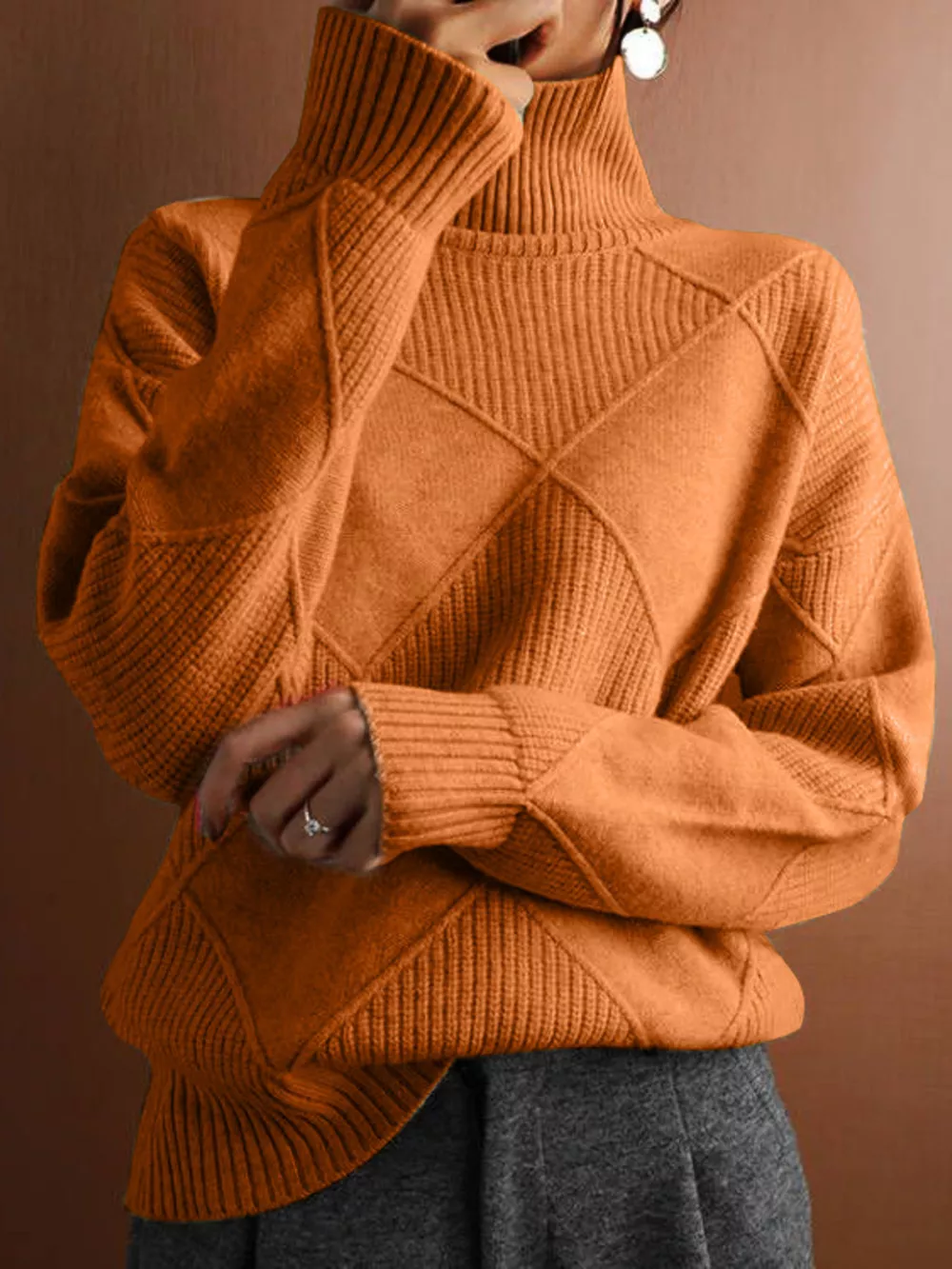Argyle Pattern Turtleneck Sweater, image 10