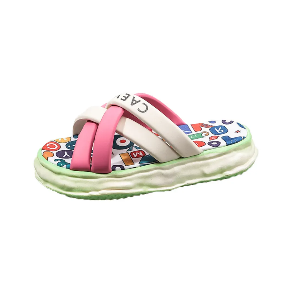 Colorful Letter Print Platform Sandals, image 3