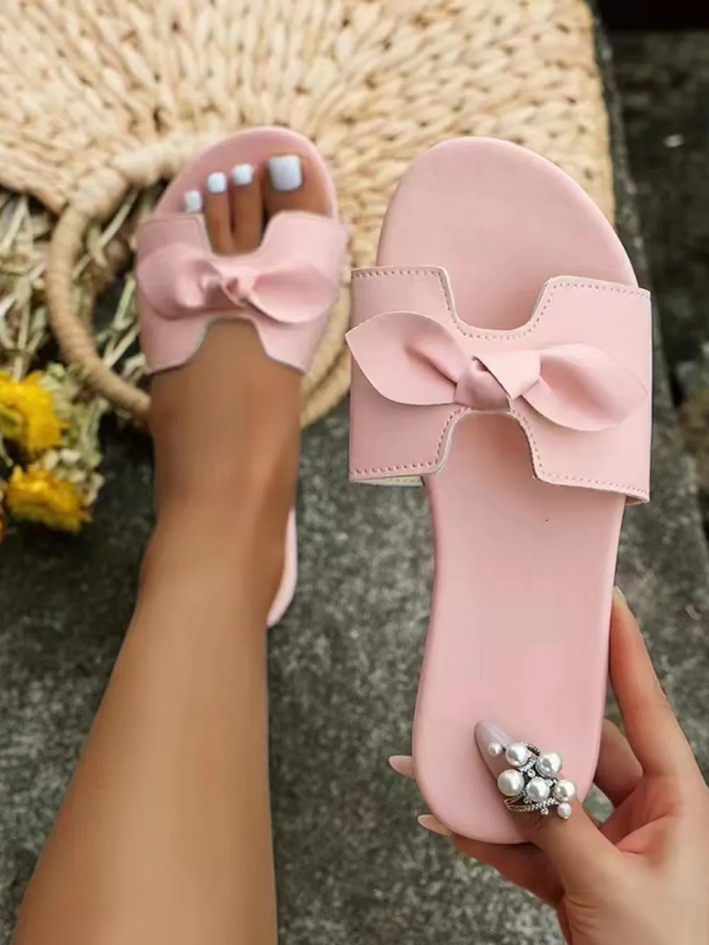 Bow Detail Flat Sandals, image 6