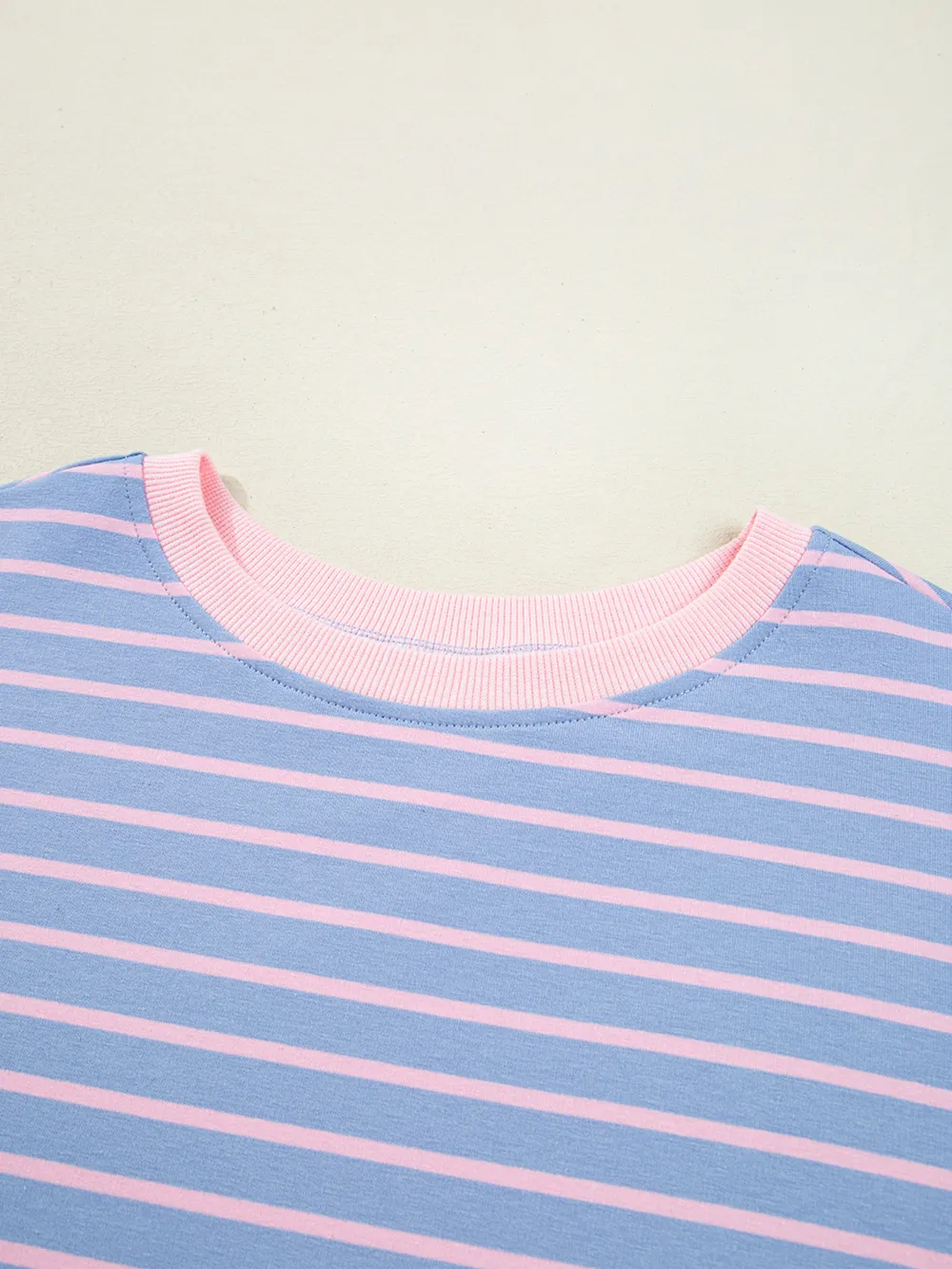 Stripe Oversize Contrast Trim Drop Shoulder Sweatshirt, image 4
