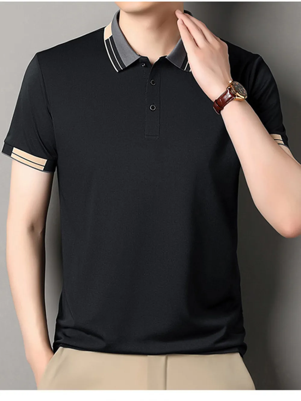 Men's Plus Size Button Detail Short Sleeve Polo