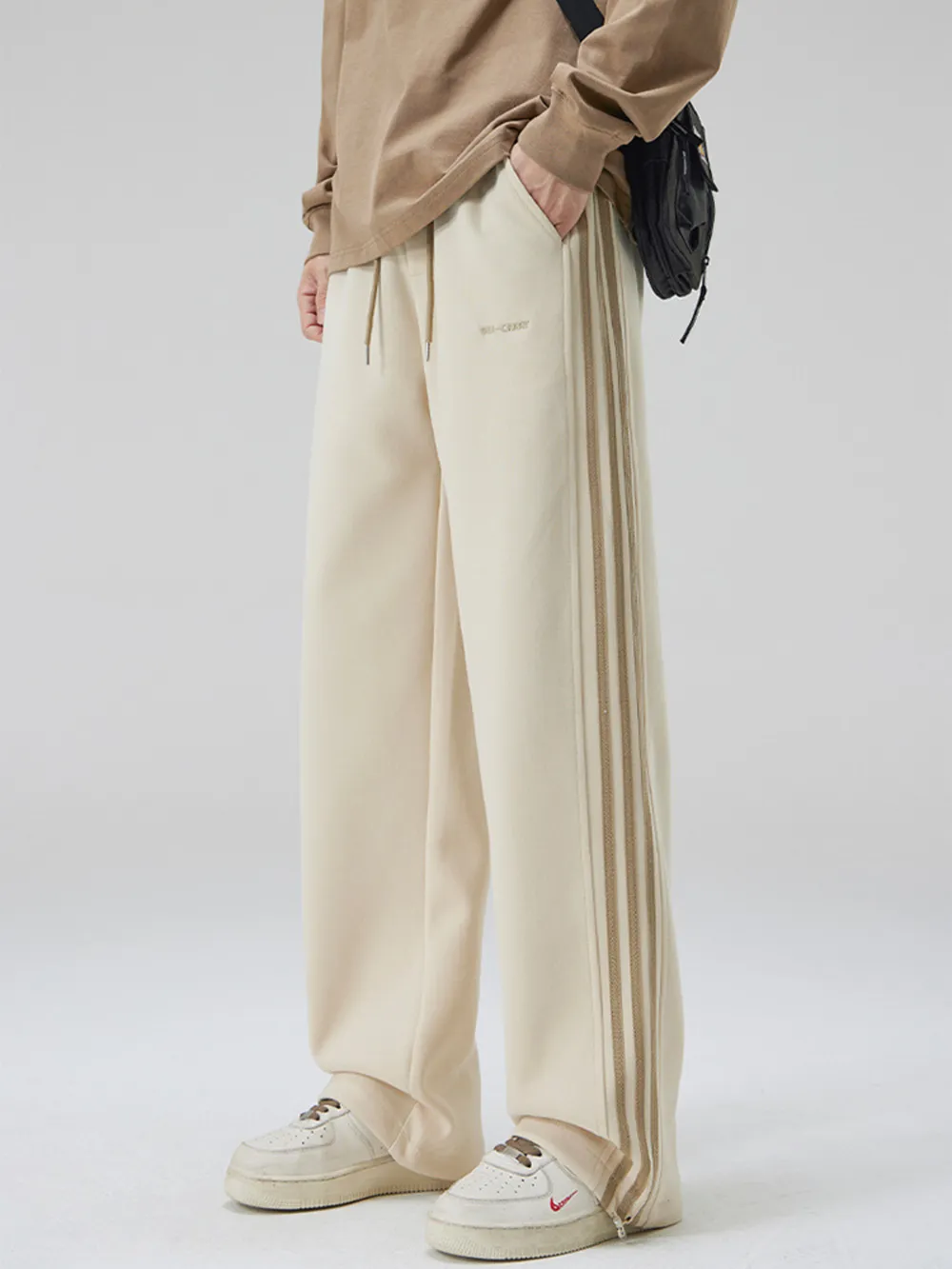 Men's Plus Size Drawstring Striped Wide Leg Pants, image 3