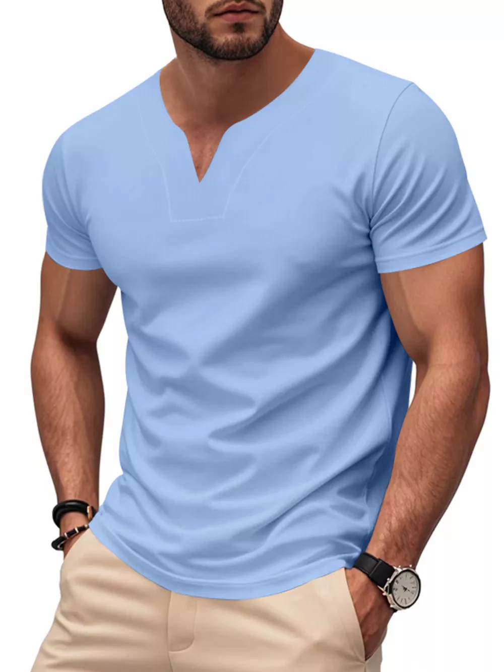 Men's Full Size Casual V-Neck Short Sleeve T-Shirt Plus Size, image 9