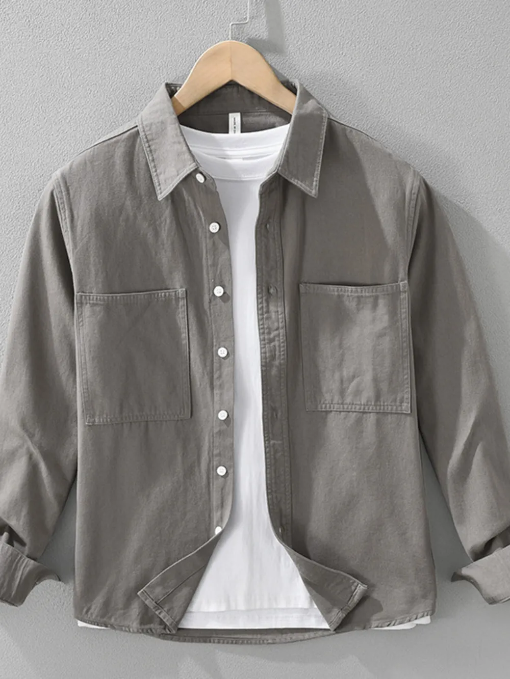Men's Plus Size Button Detail Long Sleeve Shirt, image 6